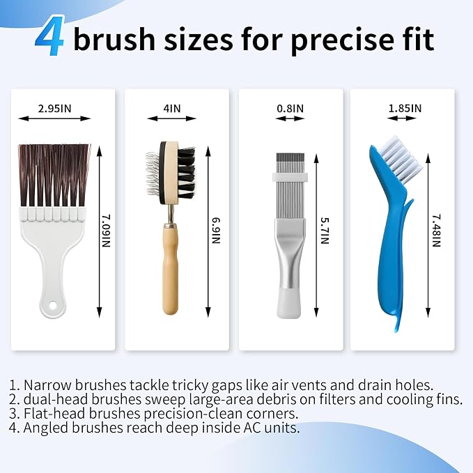 4Pcs AC Coil Cleaning Brush Set, Coil Cleaning Fin Brush - Image 2
