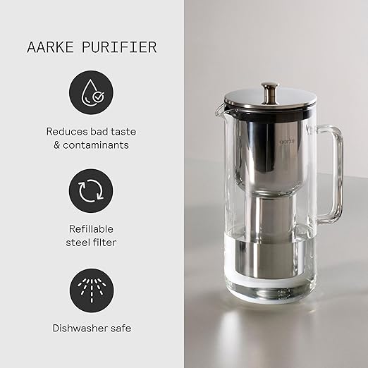 Aarke Purifier Regular 1.18L Glass Pitcher Bundle w/Steel Filter, 4 Pure Refill - Image 5