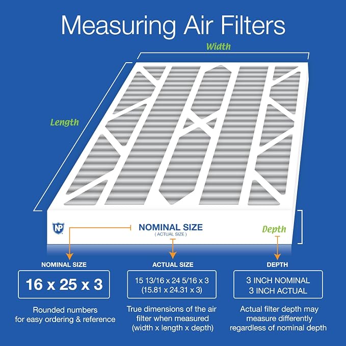 Nordic Pure 16x25x3 Pleated MERV 10 Plus Carbon Air Filters 3 Pack | Actual - Image 2