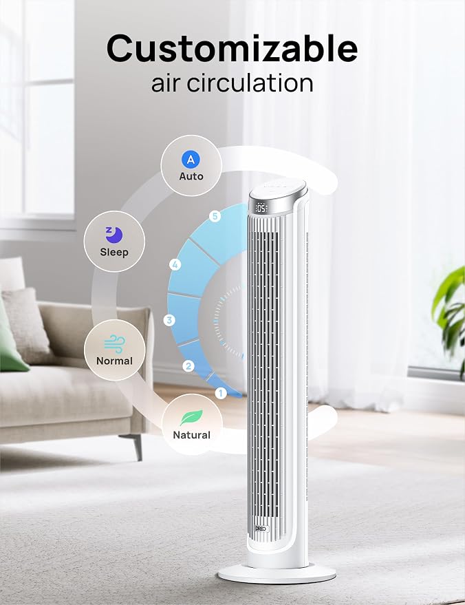 DREO Tower Fan for Bedroom, 90° Oscillating Fans that Blow Cold Air | 26 ft/s - Image 5