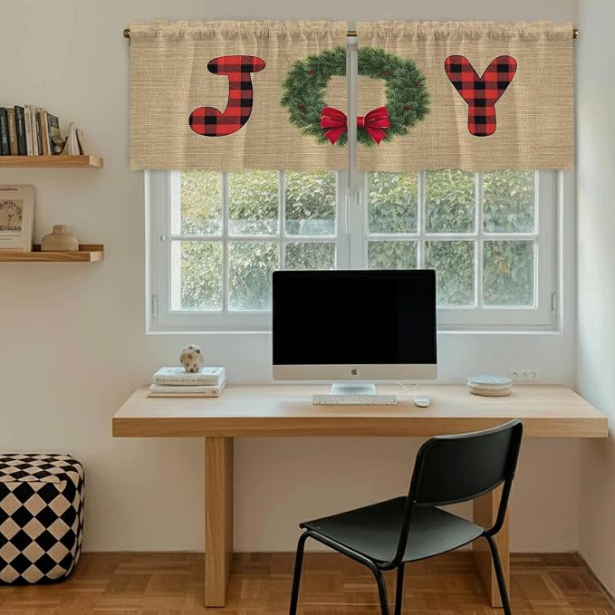 Red Green Christmas Kitchen Tier Curtains 36 Inch Long 2 Panel Set, Rod Pocket - Image 6