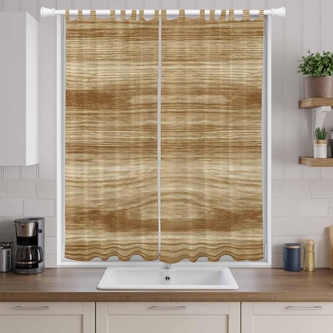 Light Brown Wood Grain Living Room Curtains 84 Inch Length, Window Curtains Tab - Image 9
