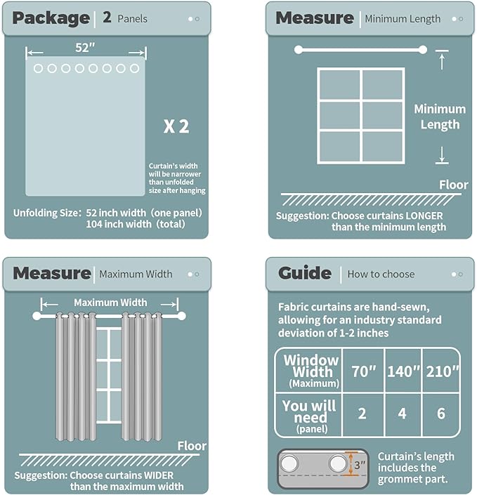 BGment Blackout Curtains for Bedroom - Grommet Thermal Insulated Room Darkening Curtains for Living Room, Set of 2 Panels (52 x 72 Inch, Grey)