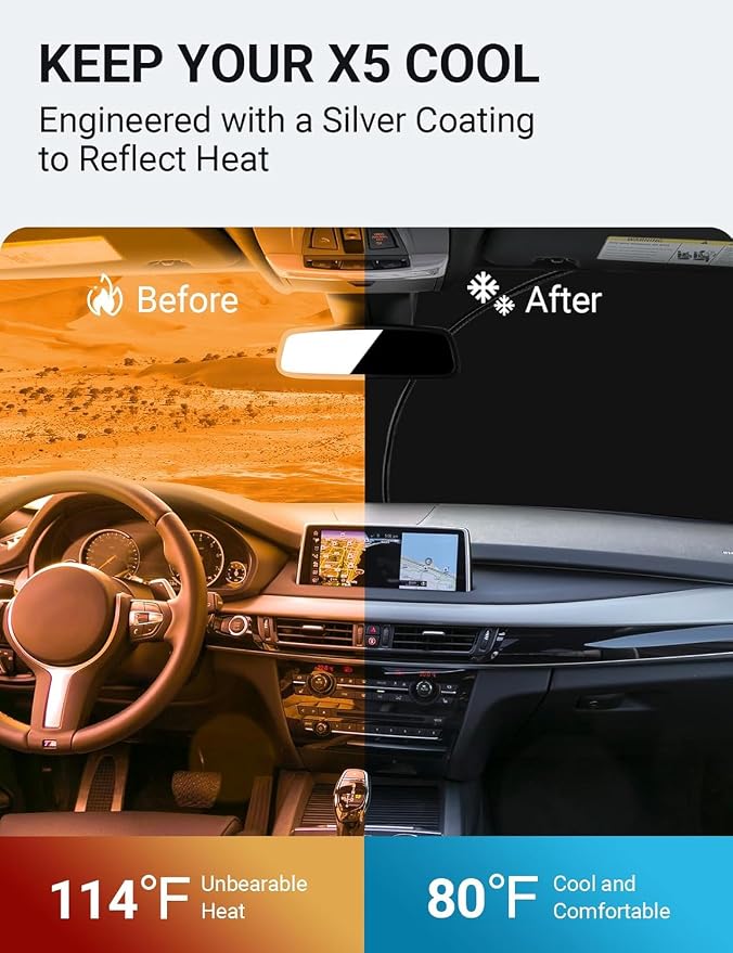 Proadsy Windshield Sun Shade for BMW X5 2014-2018 Accessories Custom Fit M - Image 3