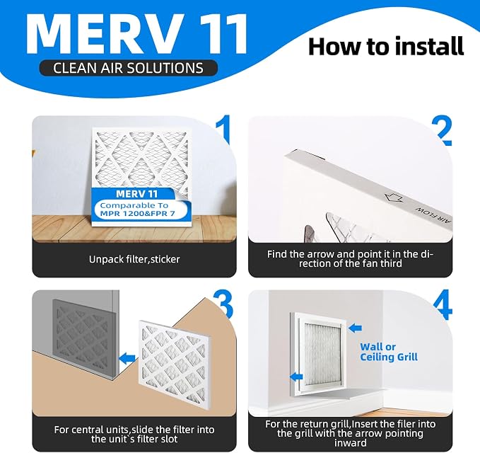 14x25x1 Air Filter, MPR 1200 & FPR 7, MERV 11 Pleated Air Filter - Image 5