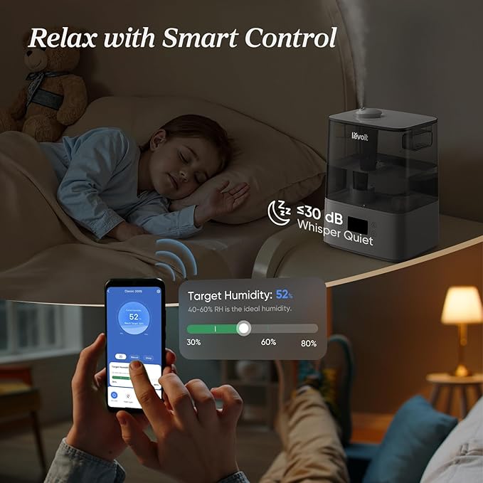 Levoit Humidifiers for Bedroom Large Room, 60H Runtime, Smart App | Top Fill - Image 5