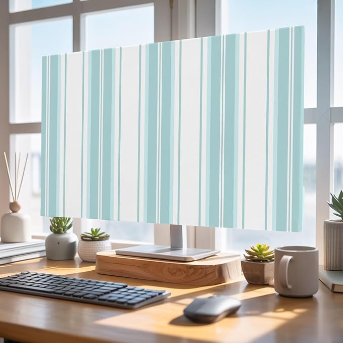 Minimalist Light-Blue Stripes Indoor TV Cover, Elastic TV Screen Protector - Image 4