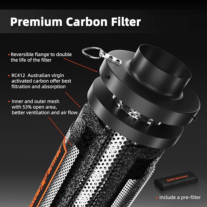 Spider Farmer Smart Air Filtration Kit 4", Inline Duct Fan, GGS Temperature - Image 8