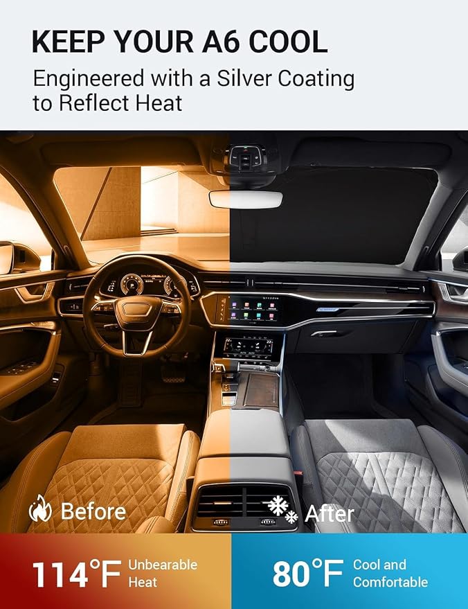 Proadsy 2026 Upgrade Windshield Sun Shade Custom Fit 2019-2025 Audi A6 Foldable - Image 3