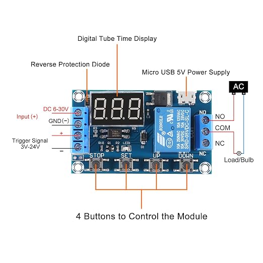 4pcs DC 6-30V Timer Relay Programmable Delay Relay Module Cycle Timer - Image 5