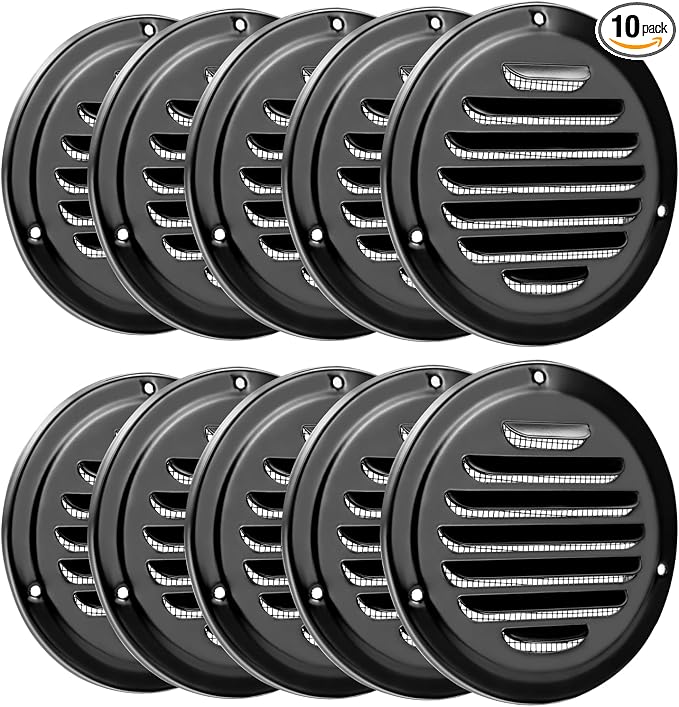 QWORK 4" Black Soffit Vent Cover by QWORK