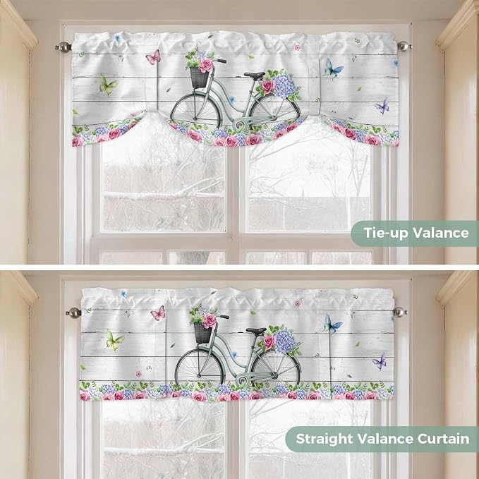Spring Tie Up Valance Curtains for Windows, Kitchen Curtains Window Shades - Image 5