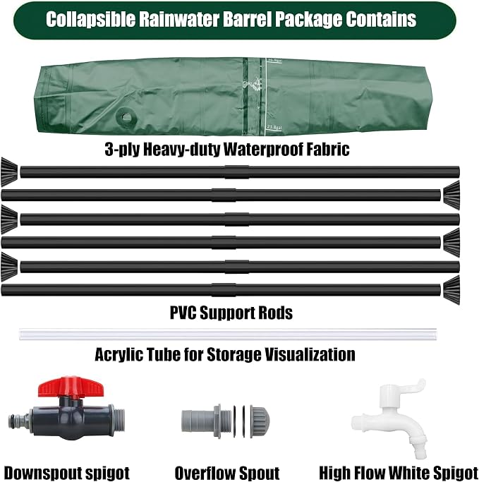 THUNDERBAY 100 Gallon Collapsible Rain Barrel, Portable Rain Barrels to Collect - Image 3