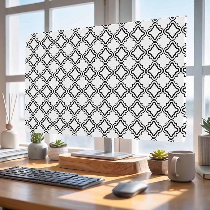 Moroccan Black White Classic Lattice Indoor TV Cover, Elastic TV Screen - Image 4