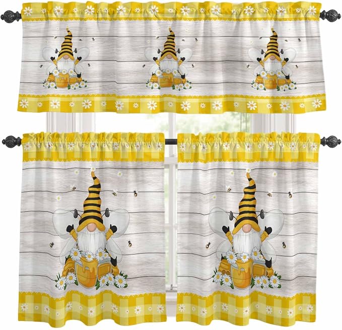 Yellow Gnomes Kitchen Curtains Set 3 Piece by Unknown