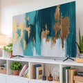 Blue Green Marble Texture Indoor TV Cover, Elastic TV Screen Protector Abstract by Unknown