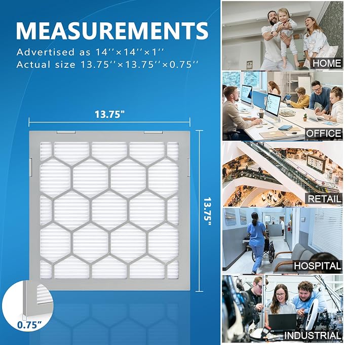14x14x1 MERV 11 Air Filter, AC Furnace Air Filter, Reusable ABS Plastic Frame - Image 3
