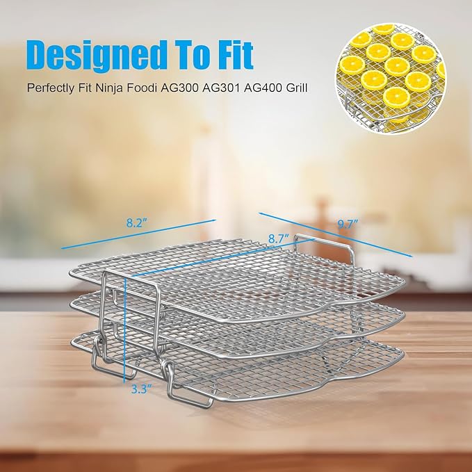 KEESHA Dehydrator Rack for Ninja Foodi AG300 Grill, 3 Stackable Layers - Image 2