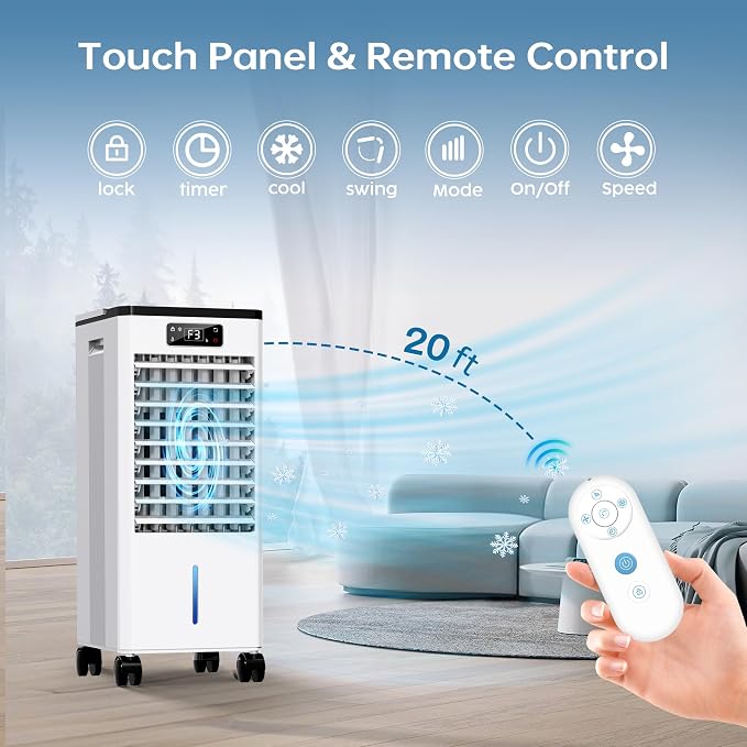 Evaporative Air Cooler, 4-IN-1 Portable Air Conditioners, Swamp Cooler - Image 4