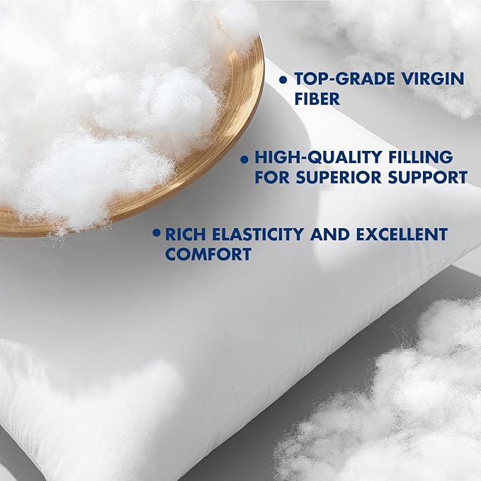 MIULEE 12x20 Pillow Inserts with Cotton Cover,Set of 4 100% Virgin Microfiber Throw Pillows for Couch Sofa and Bed