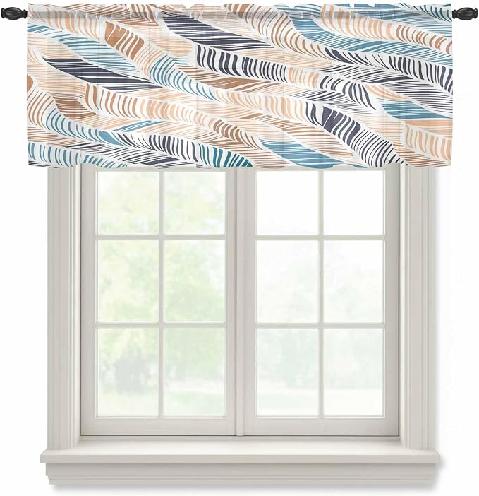 Abstract Stripes Sheer Valance Curtains by Houseown