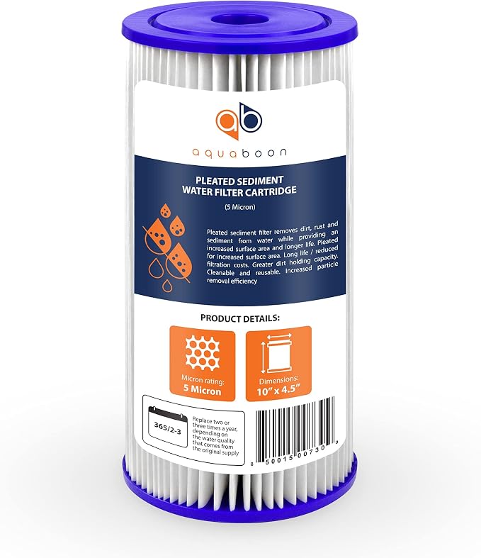 Aquaboon 5 Micron Pleated Sediment Water Filter 10 x 4.5 Cartridge - Image 8