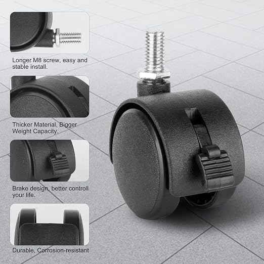 4 Pack 1.5 Inch Swivel Stem Caster Wheels Replacement Casters 1.5'' Furniture - Image 7