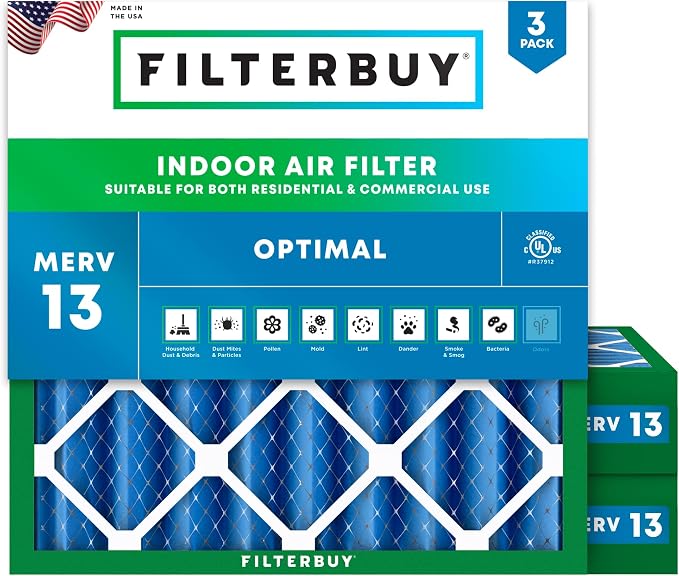 Filterbuy 29x29x4 Air Filter MERV 13 Optimal Smoke & Allergy Defense, by Filterbuy