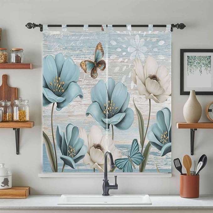 Spring Floral Living Room Curtains 84 Inch Length, Window Curtains Tab Top - Image 3