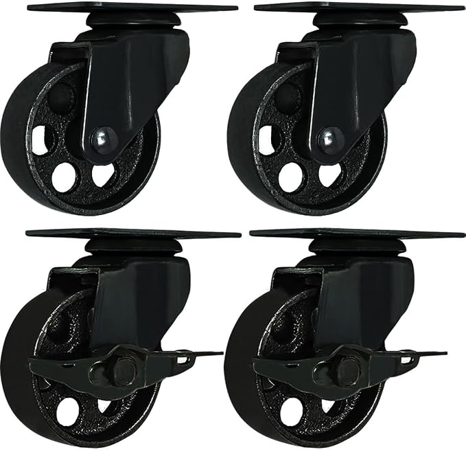 FactorDuty Set of 4 Metal Swivel Plate Caster Wheels by FactorDuty