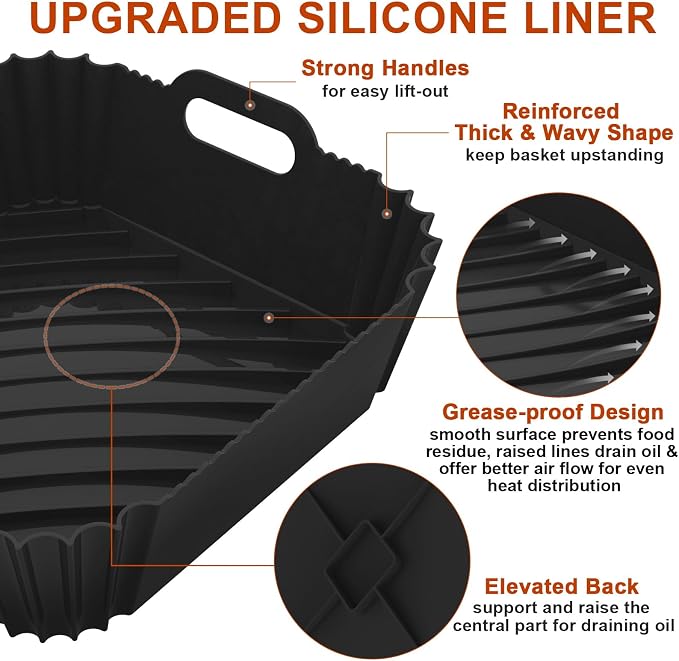 2 Pack Silicone Air Fryer Liners Reusable, 7.1 Inch Airfryer Liner 4-7 QT - Image 3