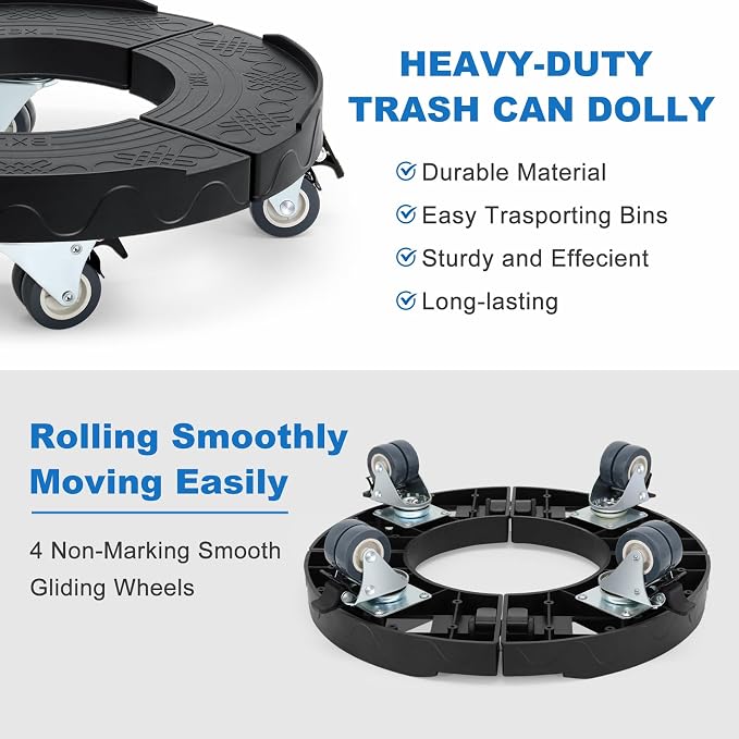 W B D WEIBIDA Trash Can Dolly Wheels Adjustable 15-19 Inch Round Roller - Image 4