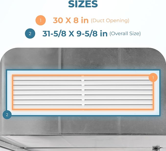 Rustproof 30 x 8 Inch Aluminum Vent Cover – Quiet Return Air Grille - Image 3