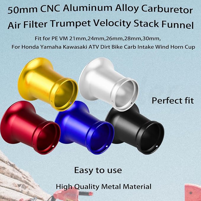 50mm Carburetor Air Filter Trumpet Velocity Stack Funnel CNC Alloy Parts Fit - Image 2