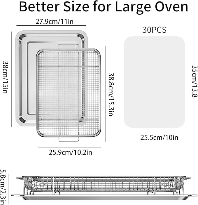 Air Fryer Basket for Oven, OPENICE 15.3" x 11.0" Large Air Fryer Tray and Pan - Image 2
