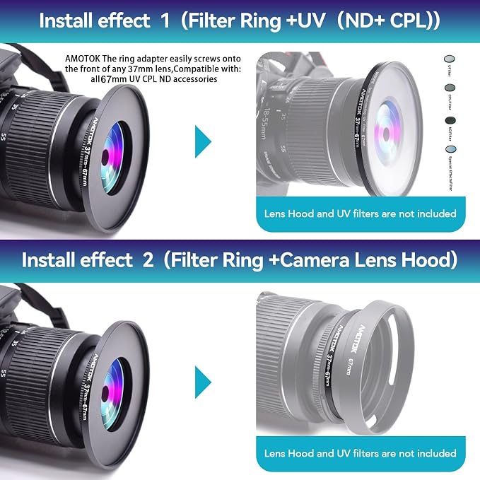 37mm Lens to 67mm Camera Lens Adapter, 37mm to 67mm Filter Step-up Ring Adapter - Image 6