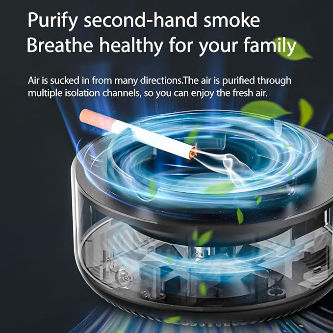 Ashtray with Air Purifier, Portable Ionizer Smokeless Ashtray - Image 6