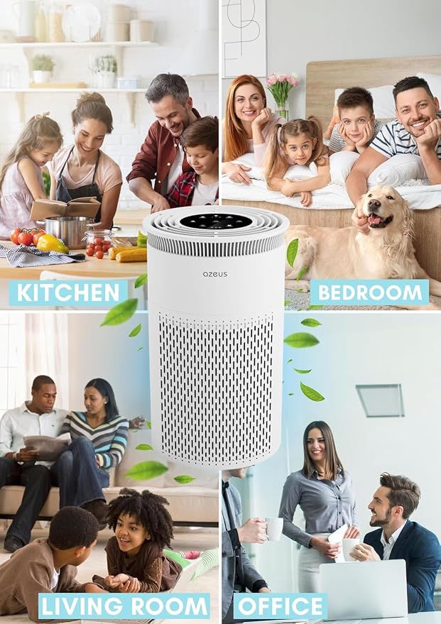 AZEUS Air Purifier for Home Pets Hair Dust in Bedroom Up Top 843 ft² H13 True - Image 2