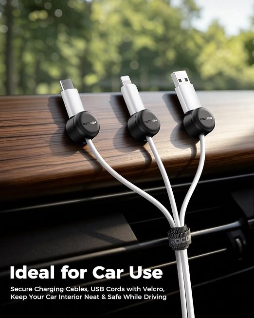 Rocoren 50 PCS Cable Management Kit 10 Magnetic Rotatable Cable Clips, 40 - Image 2