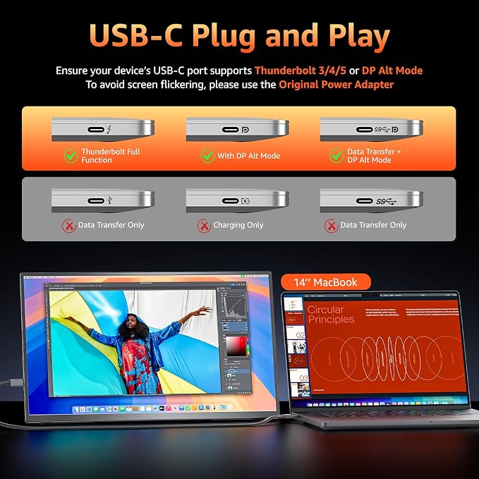 kksmart Portable Monitor for Laptop MacBook Surface PC Xbox PS5, Travel Monitor - Image 4