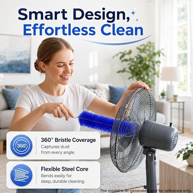 Fan Cleaning Brush, 2027 New Fan Brush, Bendable Microfiber Head, Reusable Dust - Image 3
