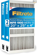 Filtrete 20x25x4 AC Furnace Air Filter, MERV 13, MPR 1900, Premium Allergen by Filtrete