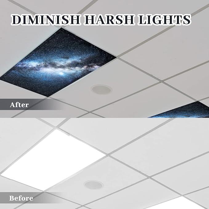 Hortsun Pack of 2 Fluorescent Light Covers 4 x 2 Feet Magnetic Ceiling Light - Image 3