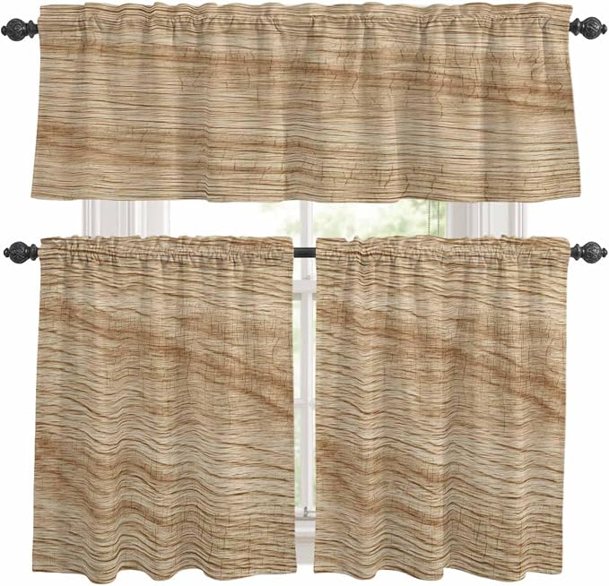 Kitchen Curtains Tiers and Valance Set of 3, Country Farmhouse Light Filtering by Anzona