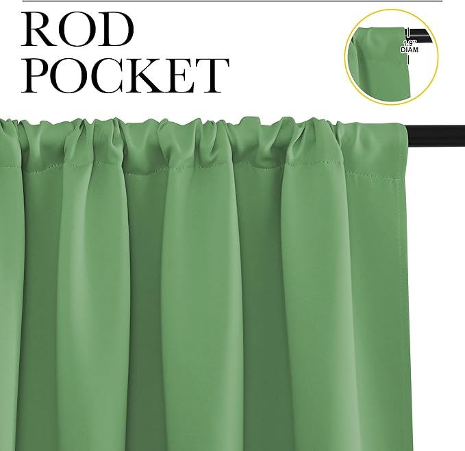 NICETOWN RV Blackout Curtains for Camper Windows, Froest Green, 29" Wide by 40" Long, 2 PCs, Short Blackout Curtains & Drapes, Thermal Insulated Blackout Curtain Panels for Kids Room, Play Room