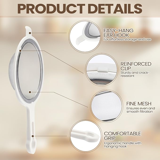 LemonRoad Set of 3 Stainless Steel Mesh Strainer 304 Fine Mesh Filters - Image 2