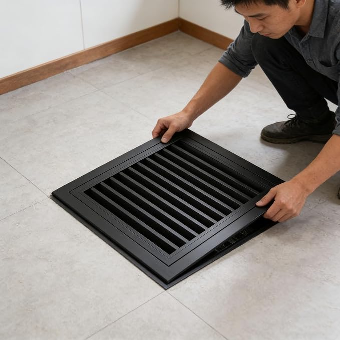 Black Vent Cover Duct Opening, 12x16in Steel Air Grille by Unknown