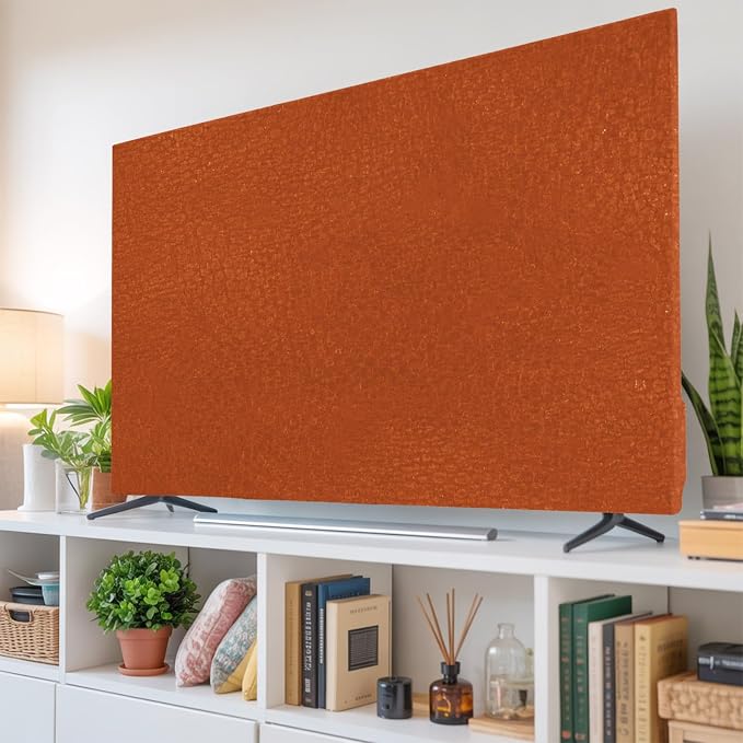 Autumn Burnt Orange Indoor TV Cover, Elastic TV Screen Protector Solid Color - Image 6