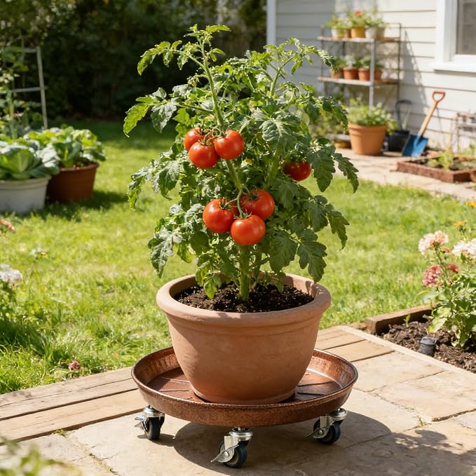5 Packs Metal Plant Caddy with Wheels 13" Rolling Plant Stand Heavy Duty Plant - Image 9