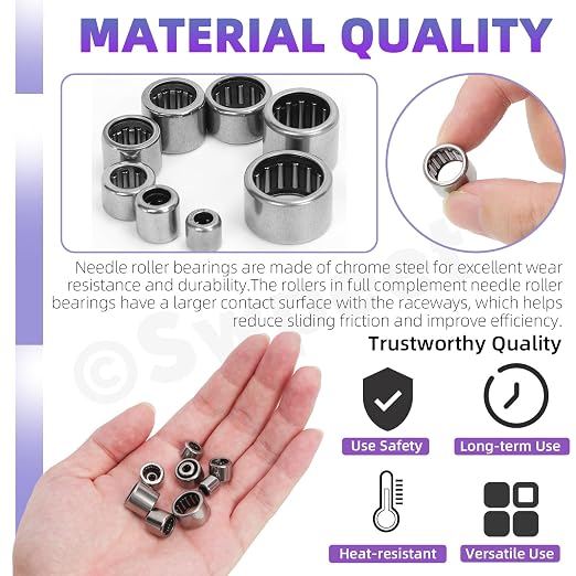 Swpeet 32Pcs 8 Models HK0306-HK1210 Needle Roller Bearings Kit, Full Complement - Image 3